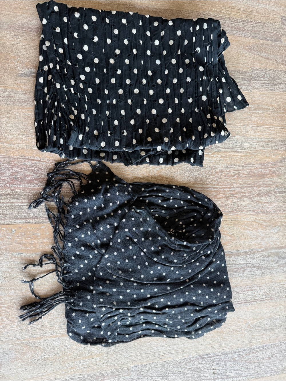 Black Polka Dot Scarves - Set of 2